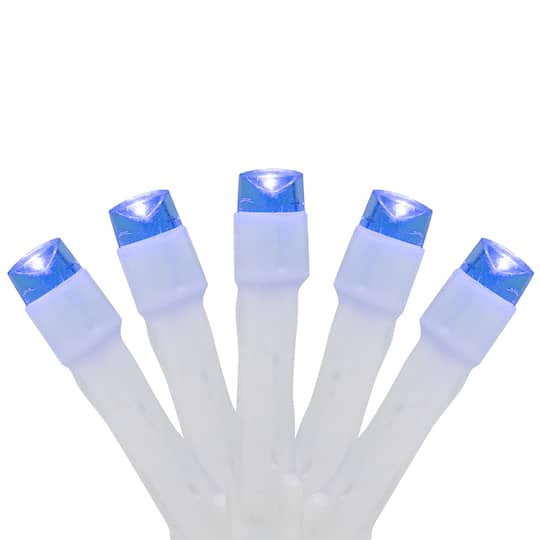Northlight Set of 20 Battery Operated Blue Led Wide Angle Christmas Lights - White Wire - Blue